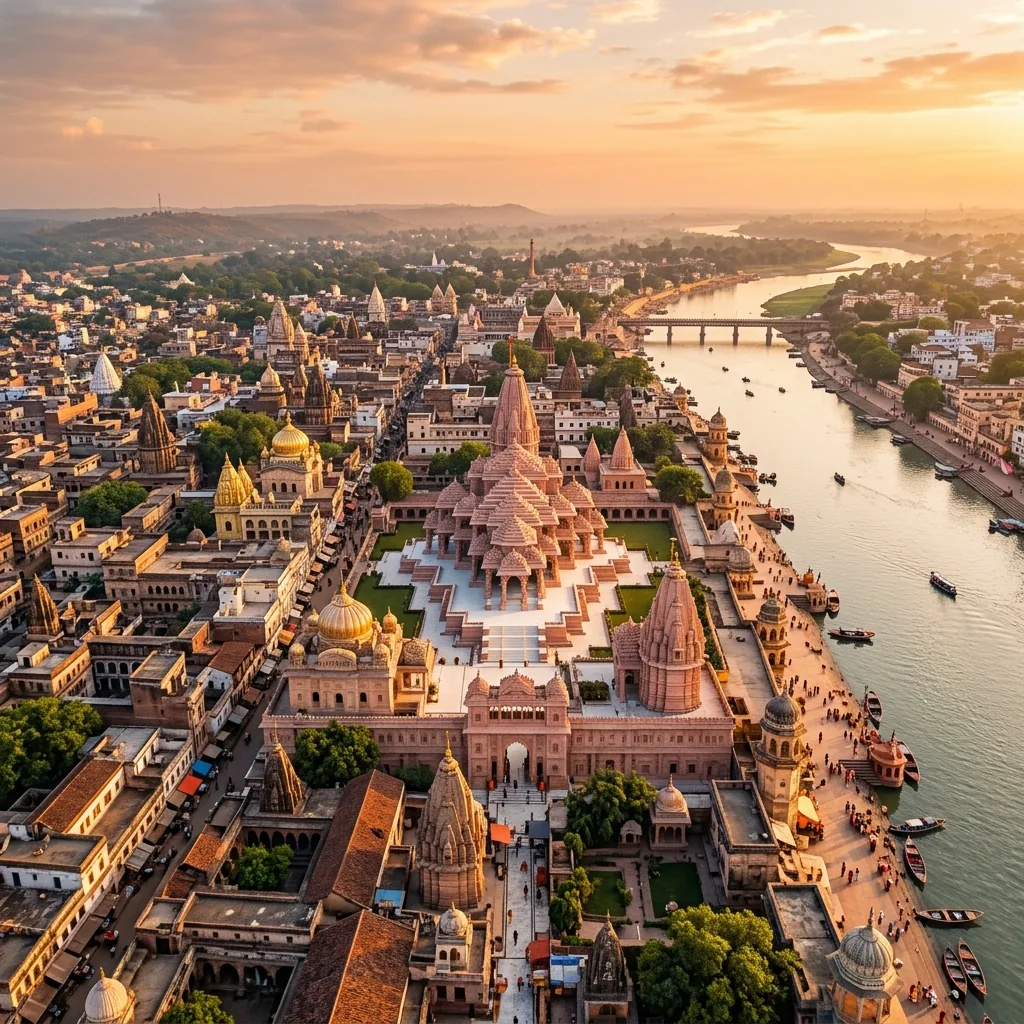 Aerial view of Ayodhya skyline